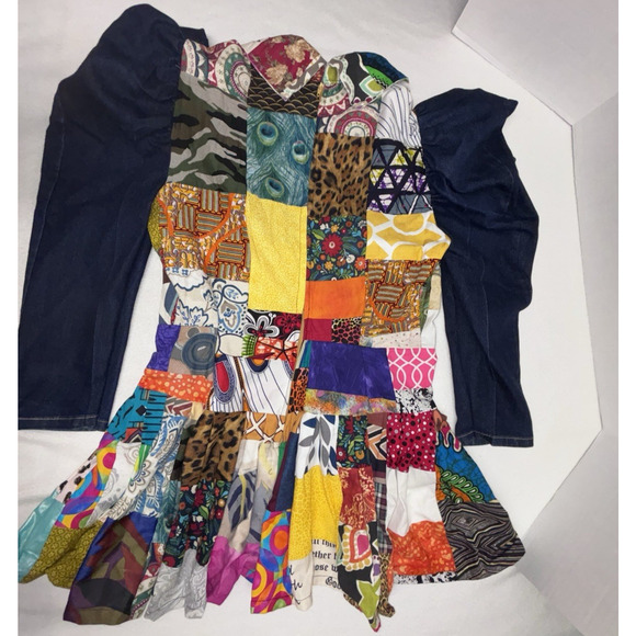 Artsy K. Small Collection Original Top/Blouse Patchwork Boho Zip Back Unique SEE - Picture 10 of 16